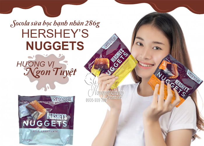 Socola sữa Hershey’s Nuggets 286g bọc hạnh nhân của Mỹ 12