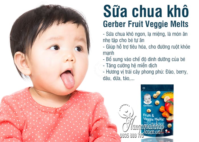 Sữa chua khô Gerber Fruit Veggie Melts 28g của Mỹ cho bé 5