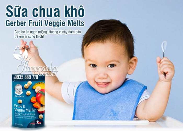 Sữa chua khô Gerber Fruit Veggie Melts 28g của Mỹ cho bé 1