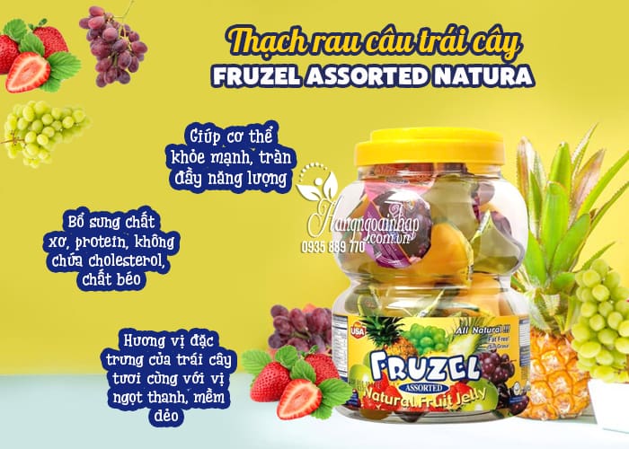 Thạch rau câu trái cây Fruzel Assorted Natural Fruit Juice Jelly Mỹ 4