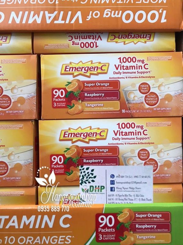 Bột Hòa Tan Emergen-C 1000Mg Daily Immune Support 90 Gói