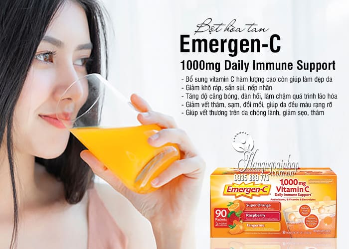 Bột hòa tan Emergen-C 1000mg Daily Immune Support 90 gói 7