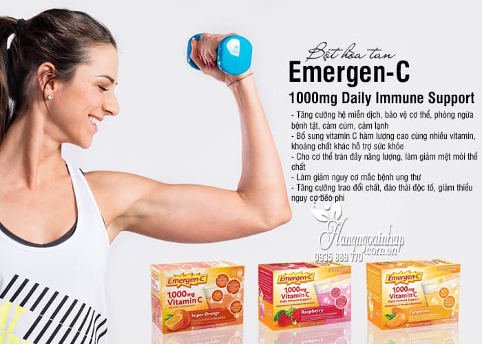 Bột Hòa Tan Emergen-C 1000Mg Daily Immune Support 90 Gói