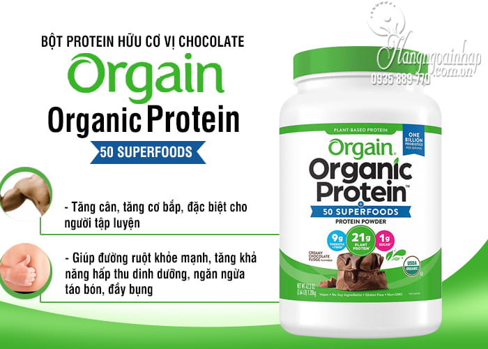Bột protein hữu cơ Orgain Organic Protein & Probiotics vị Chocolate 9