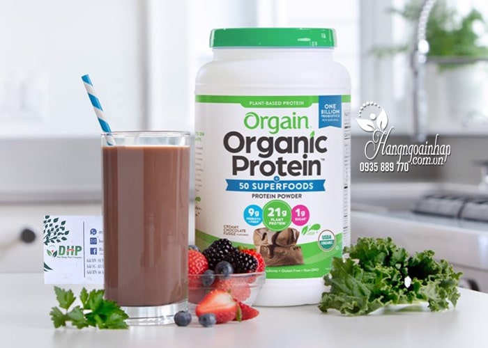 Bột protein hữu cơ Orgain Organic Protein & Probiotics vị Chocolate 1