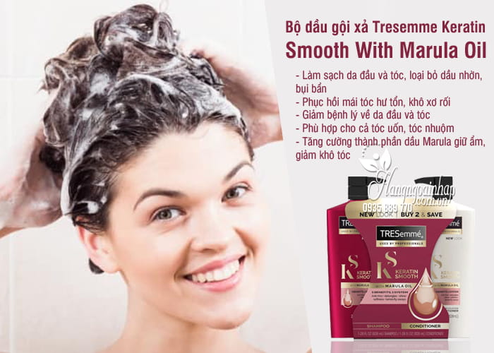 Bộ dầu gội xả Tresemme Keratin Smooth With Marula Oil 828ml 4