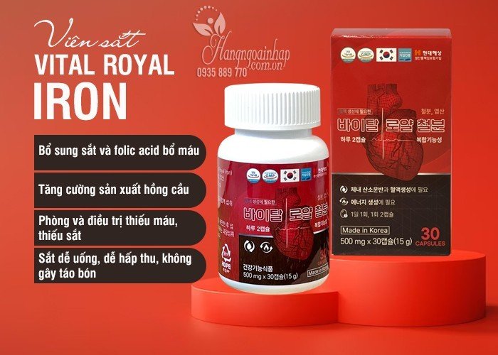 Viên sắt Vital Royal Iron 30 viên bổ máu của Hàn Quốc 8