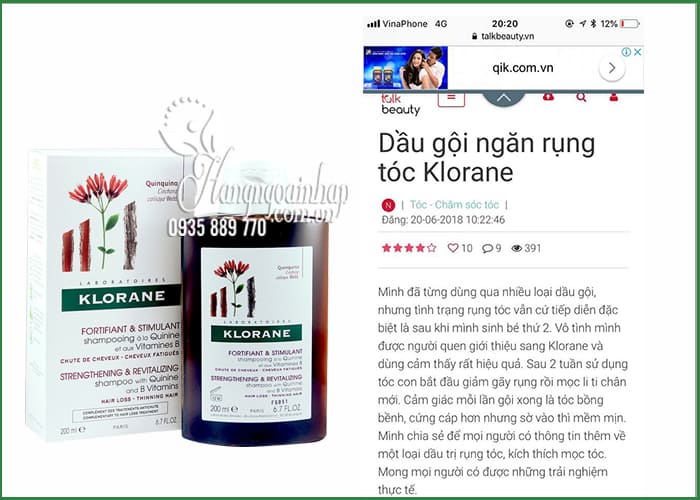 Dầu gội Klorane Quinine 200ml, dầu gội trị rụng tóc của Pháp 1