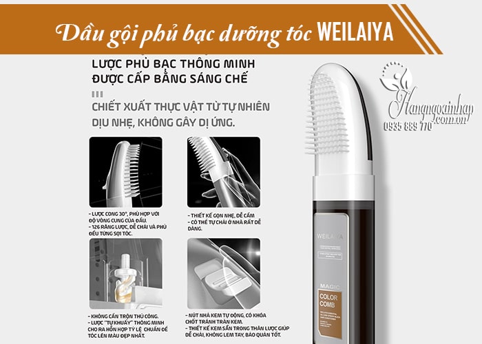 Dầu gội phủ bạc dưỡng tóc Weilaiya 100ml có 3 màu 6