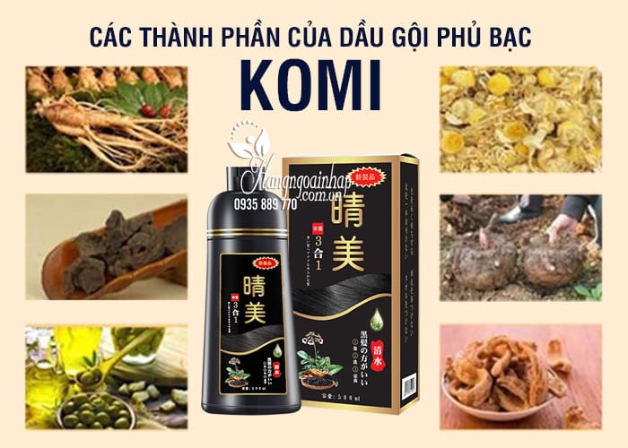 Dầu gội phủ bạc Komi Nhật Bản chai 500ml làm đen tóc  7