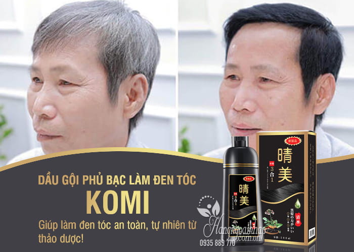 Dầu gội phủ bạc Komi Nhật Bản chai 500ml thực hiện đen sạm tóc  1