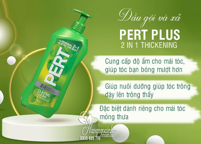 Dầu gội và xả Pert Plus 2 In 1 Thickening của Mỹ chai 1 lít 56