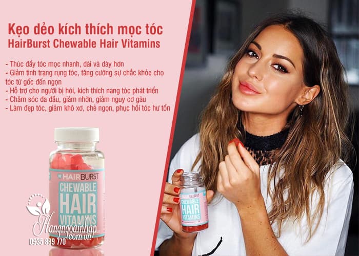 Kẹo dẻo kích thích mọc tóc HairBurst Chewable Hair Vitamins 1