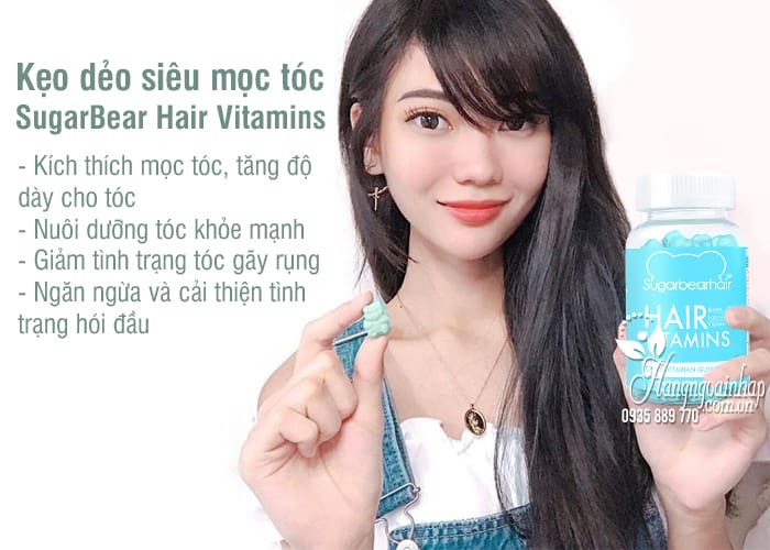 Kẹo dẻo siêu mọc tóc SugarBear Hair Vitamins của Mỹ 60 viên