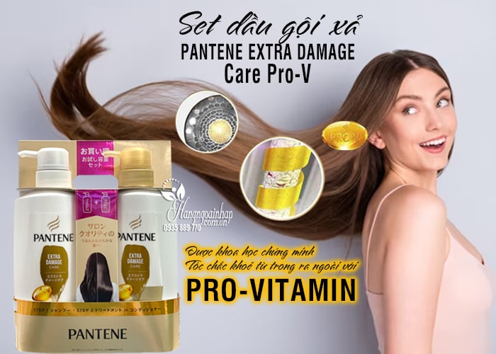 Set dầu gội xả Pantene Extra Damage Care Pro-V màu vàng 1