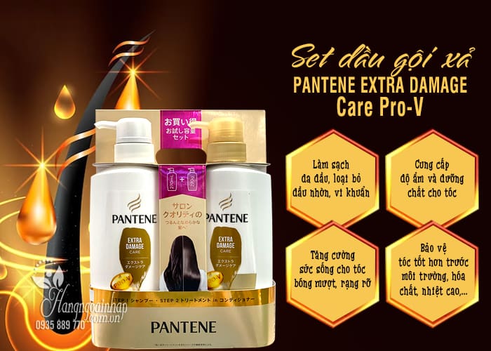 Set dầu gội xả Pantene Extra Damage Care Pro-V màu vàng 7