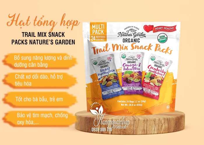 Hạt tổng hợp Trail Mix Snack Packs Nature’s Garden 24 gói  34