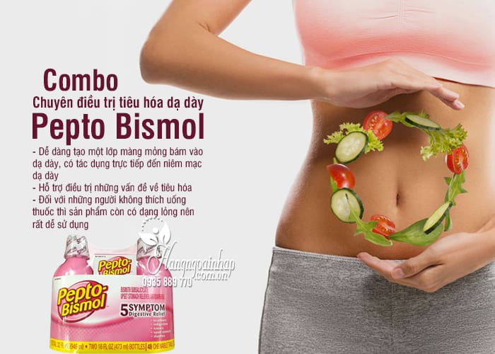 Combo chuyên điều trị tiêu hóa dạ dày Pepto Bismol của Mỹ 8