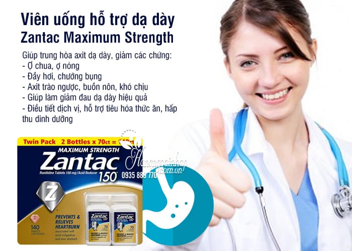 Viên uống hỗ trợ dạ dày Zantac 150mg Maximum Strength 140 viên 7