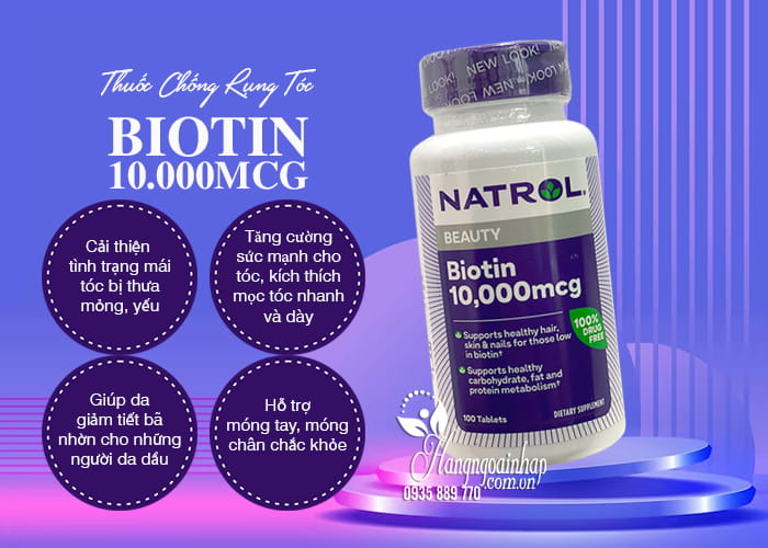 Thuốc Chống Rụng Tóc Biotin 10.000mcg Natrol Của Mỹ 22