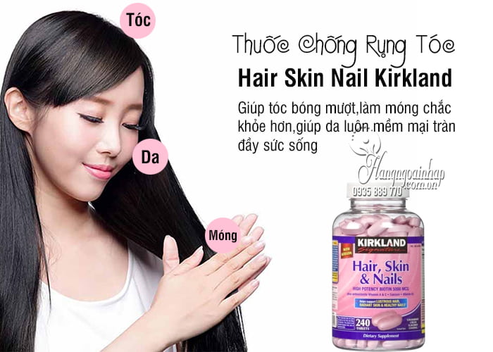 Thuốc Chống Rụng Tóc Hair Skin Nail Kirkland 240 Viên Của Mỹ 8