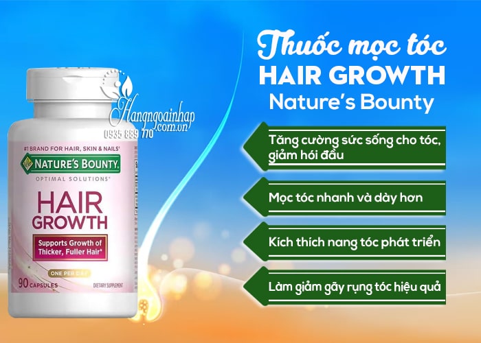Thuốc mọc tóc Hair Growth Nature’s Bounty của Mỹ 90 viên 9