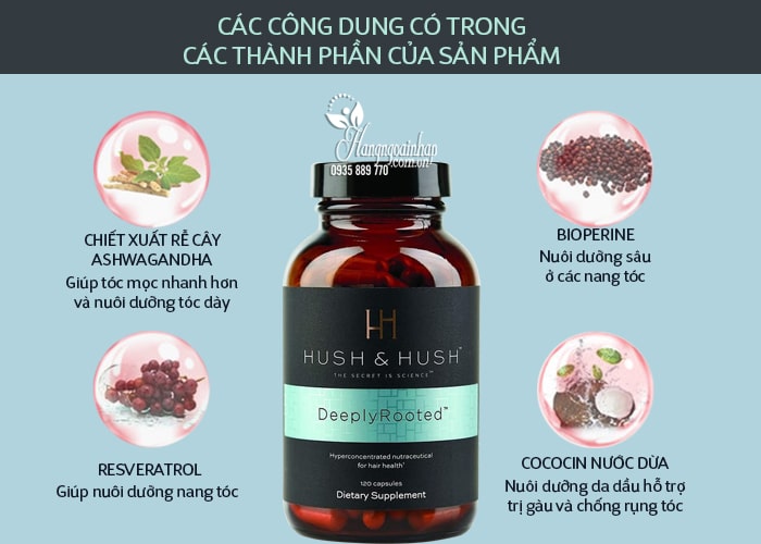 Thuốc mọc tóc Hush & Hush Deeply Rooted 120 viên của Mỹ 3