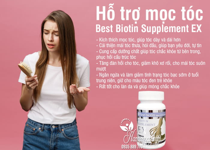 Viên uống hỗ trợ mọc tóc Best Biotin Supplement EX 90 viên Nhật 4
