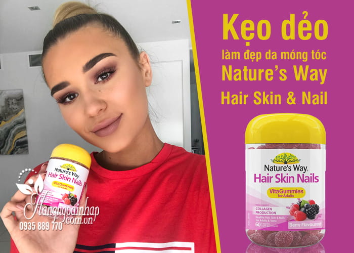 Kẹo dẻo làm đẹp da móng tóc Nature’s Way Hair Skin & Nail 60 viên 7