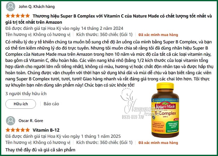 Viên uống Nature Made Super B Complex With C 360 viên 78