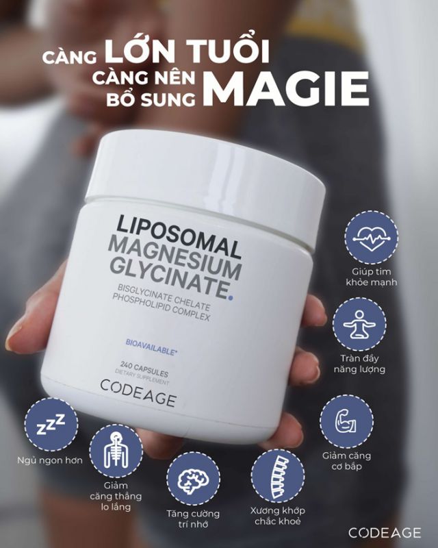 Viên bổ sung magie Liposomal Magnesium Glycinate CodeAge 1