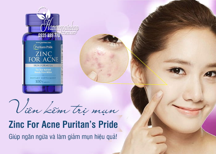 Viên kẽm trị mụn Zinc For Acne Puritan’s Pride 100 viên của Mỹ  1