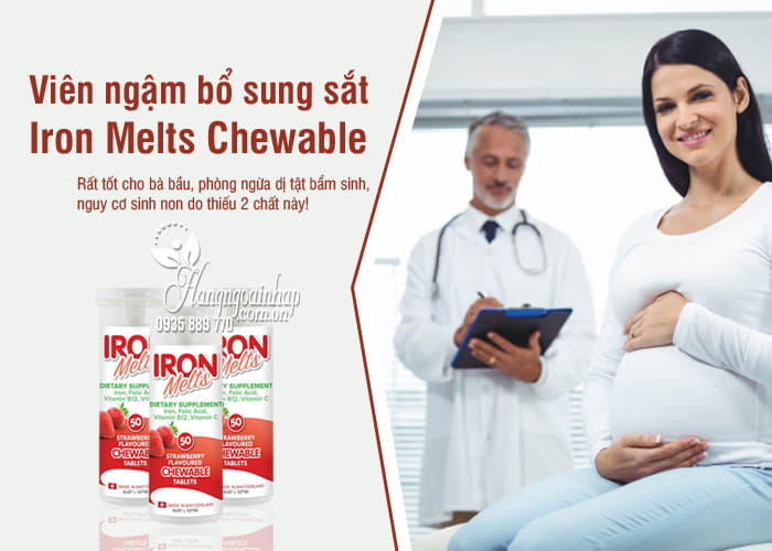 Viên ngậm bổ sung sắt Iron Melts Chewable vị dâu 50 viên 7