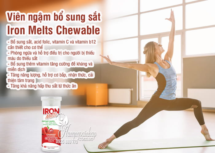 Viên ngậm bổ sung sắt Iron Melts Chewable vị dâu 50 viên 5