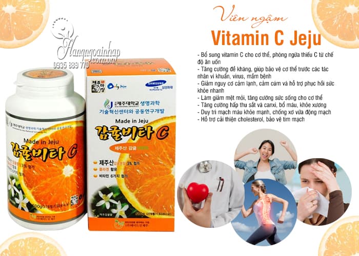 Viên ngậm Vitamin C Jeju 500g Hàn Quốc, hộp 278 viên giá tốt 5