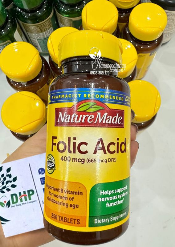 Viên uống bổ sung Folic Acid 400mcg Nature Made 250 viên USA 8