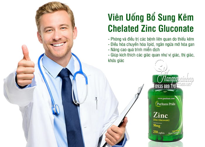 Viên Uống Bổ Sung Kẽm Chelated Zinc Gluconate 50mg 250 Viên 2