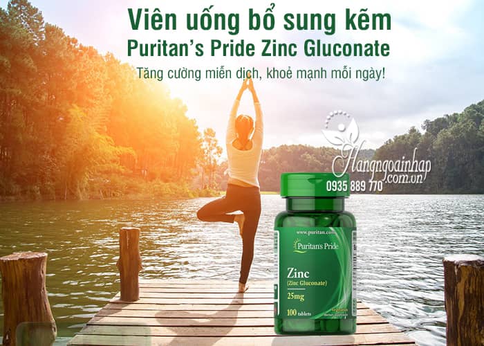 Viên uống bổ sung kẽm Puritan’s Pride Zinc Gluconate 25mg 100v 1