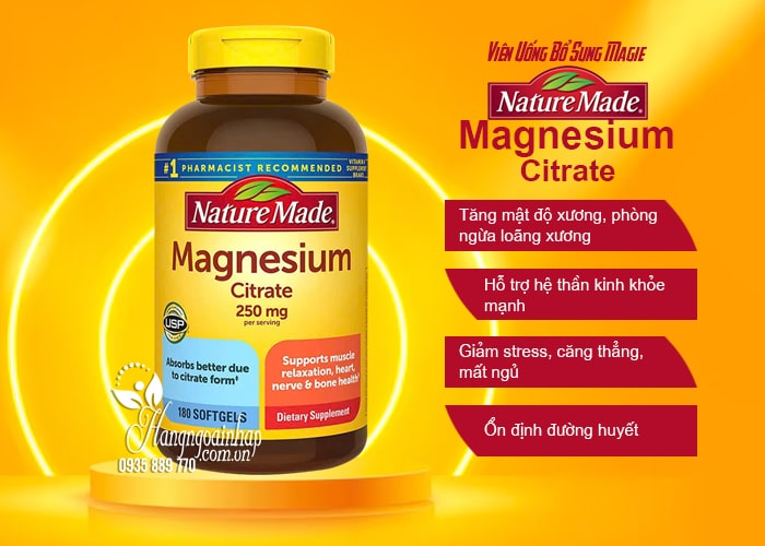 Viên uống Nature Made Magnesium Citrate 250mg 180 viên 56
