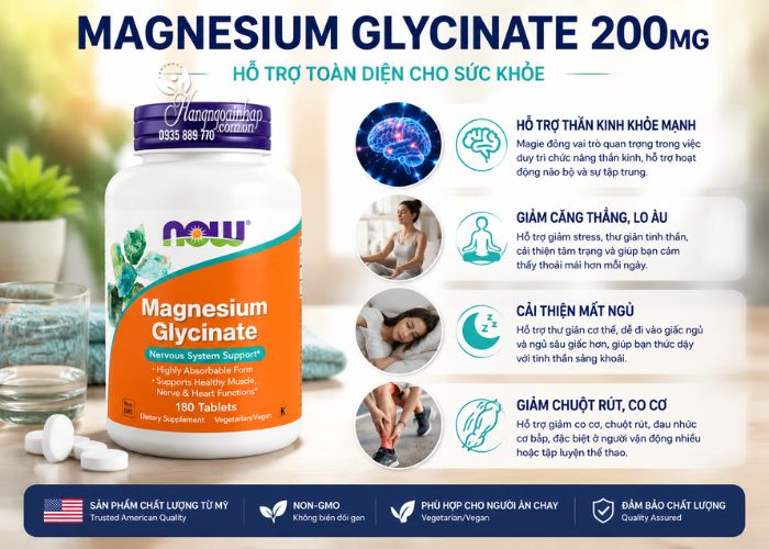 Viên uống bổ sung magie Now Magnesium Glycinate 180 viên 7