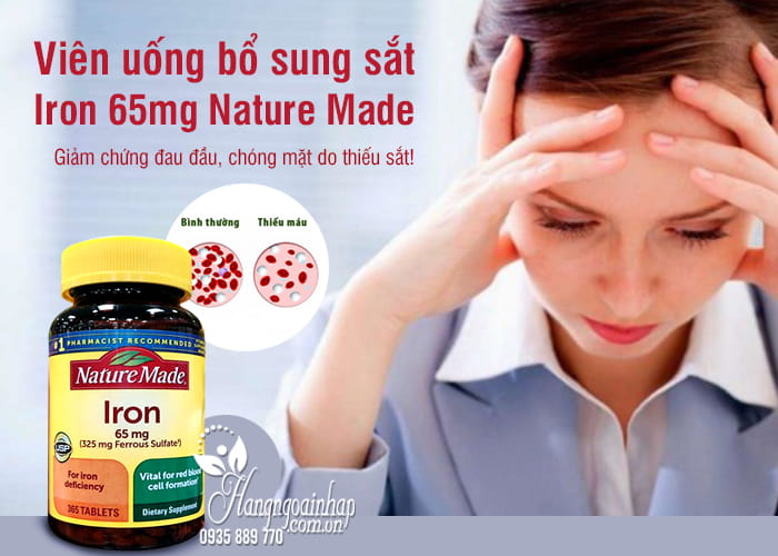 Viên uống bổ sung sắt Iron 65mg Nature Made 365 viên của Mỹ 3