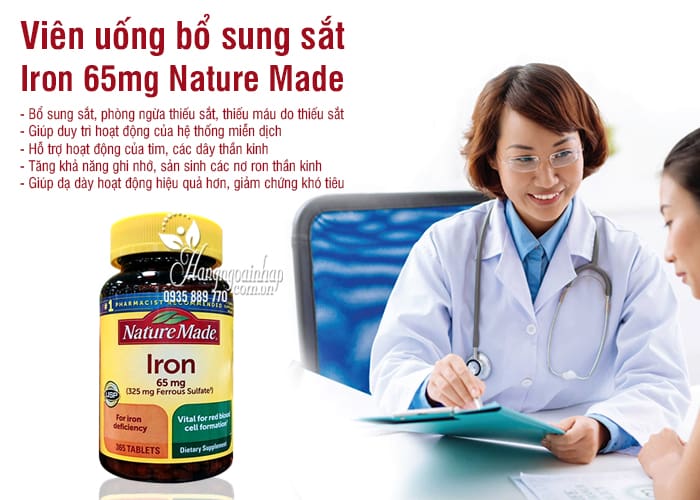 Viên uống bổ sung sắt Iron 65mg Nature Made 365 viên của Mỹ 9