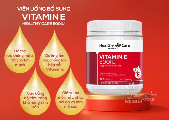Viên uống bổ sung Vitamin E Healthy Care 500IU 200 viên của Úc 55