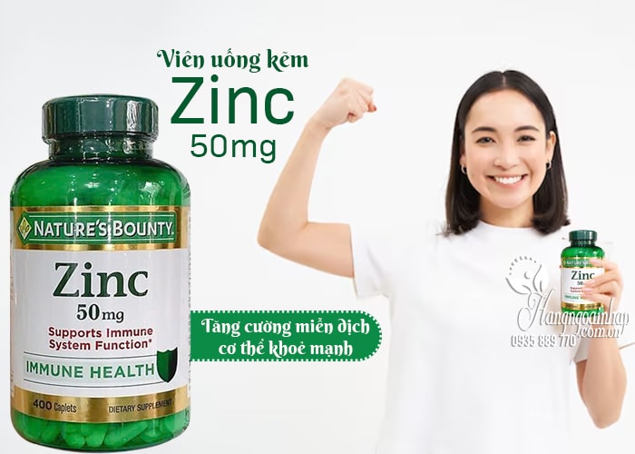 Viên uống kẽm Nature’s Bounty Zinc 50mg 400 Caplets của Mỹ 1