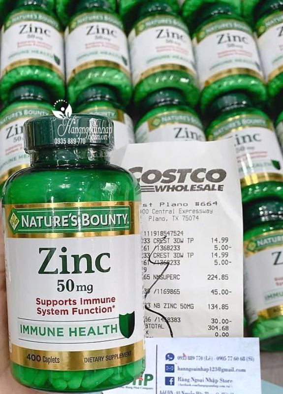 Viên uống kẽm Nature’s Bounty Zinc 50mg 400 Caplets của Mỹ 0