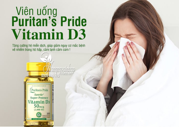 Viên uống Puritan’s Pride Vitamin D3 50mcg (2000IU) của Mỹ 2