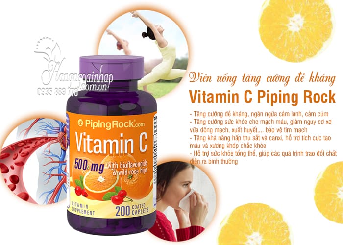 Viên uống Vitamin C 500mg Piping Rock tăng cường đề kháng 8