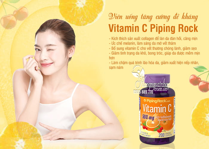 Viên uống Vitamin C 500mg Piping Rock tăng cường đề kháng 4