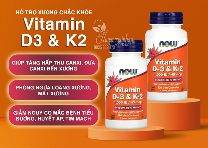 Vitamin D3 K2 Now 120 viên của Mỹ hỗ trợ xương chắc khỏe 5