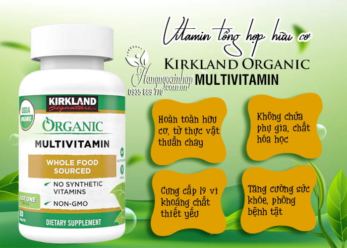 Vitamin tổng hợp hữu cơ Kirkland Organic Multivitamin Mỹ 4